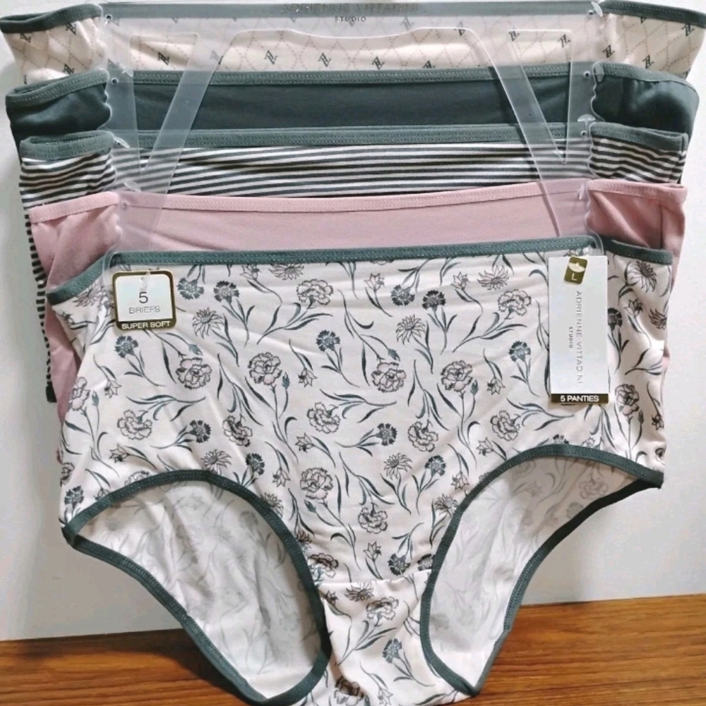 5-Pack Sz Large High-Waist Briefs - Adrienne Vittadini AV8647